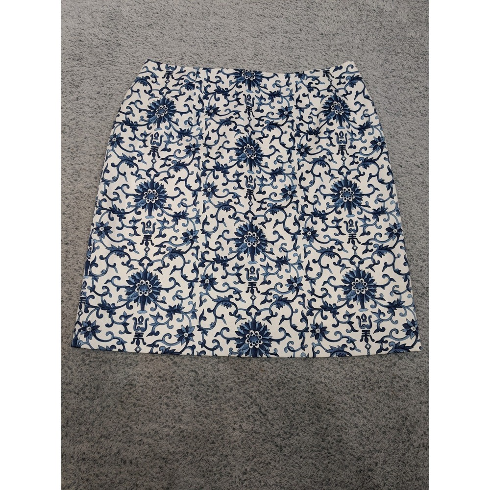 Vtg Lauren Ralph Lauren Chinoiserie Floral Mini Skirt Size 10 Blue White Preppy